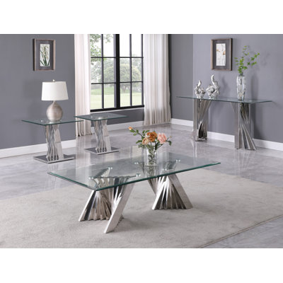 4 - Piece Glass Top Living Room Table Set