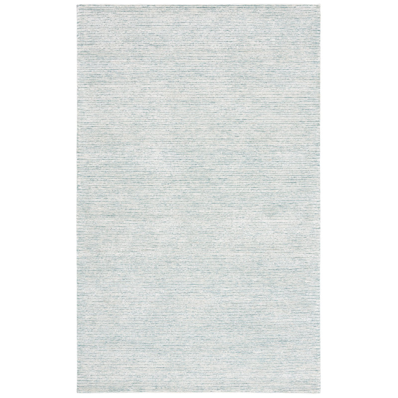 Soho 178 Hand Tufted Viscose/Wool No Pattern Rug in Turquoise/Ivory, Rectangle 3' x 5'