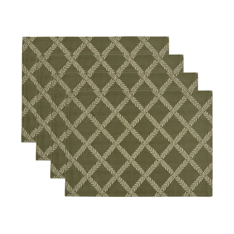 Lenox Laurel Leaf Reversible Placemats,  Loden - 13"W x 18"L      , Loden