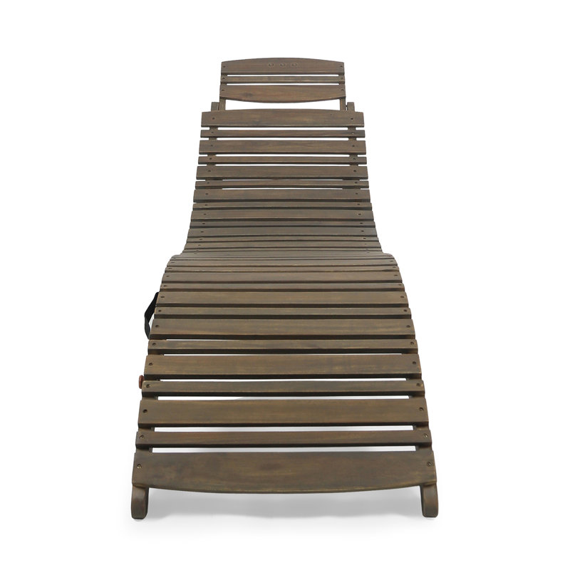 Lahaina Wood Foldable Chaise Lounge - Grey, Grey