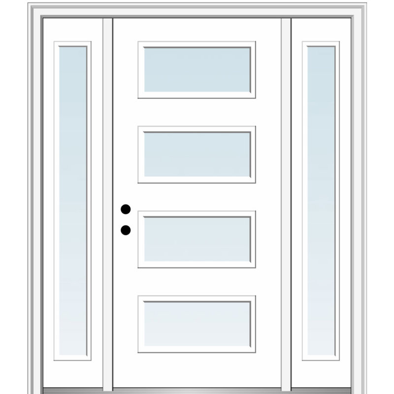 Portes d'entrée pré-fixées, H 81,75 po x l 64,5 po x P 4,563 po, Clair, Droite / vers l'intérieur