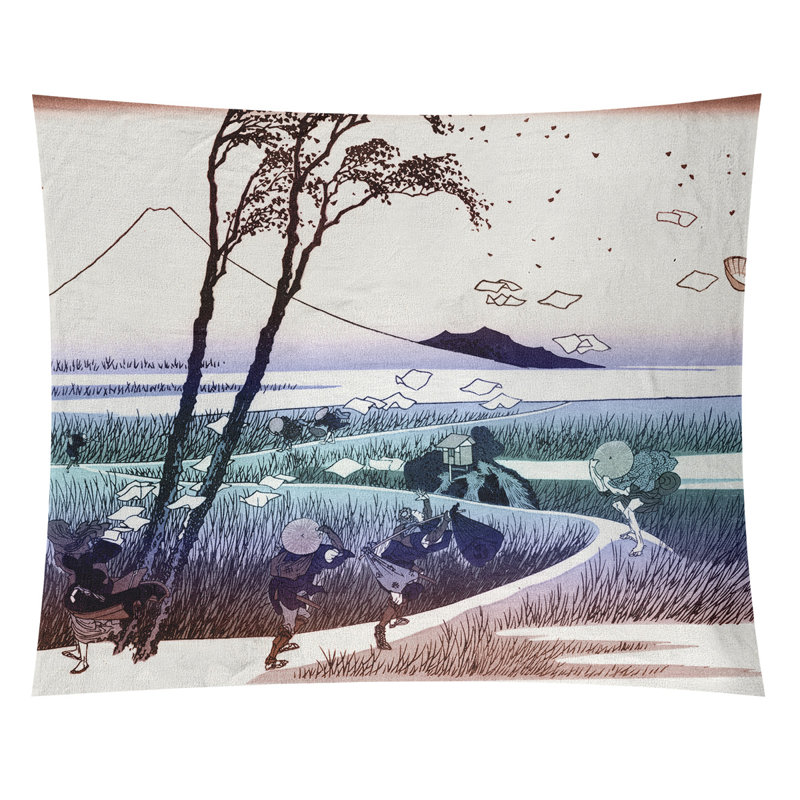 Tapisserie murale Ejiri in Suruga, H 27,5 po x l 37,5 po, Brun / mauve / vert