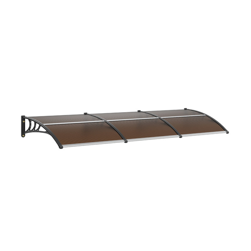 Auvent de porte rétractable en polycarbonate VEVOR, H 10,8 po x l 117,1 po x P 37,9 po, Brun