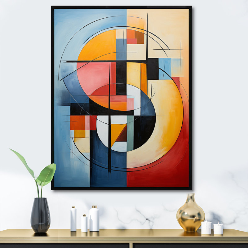 «Geometric Abstraction Focus I», reproduction sur toile, H 32 po x l 24 po x P 1 po, Cadre flottant noir