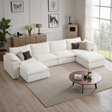141.7" Modular Cloud Couch, Sectional Sofa 4 Seater With 2 Ottoman, U Shaped Oversized Sleeper Sofa Couch