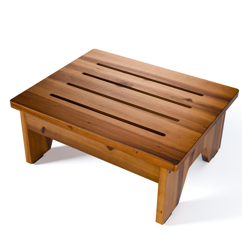 Tabouret à une marche 6 po en bois d'acacia, 6", Brun