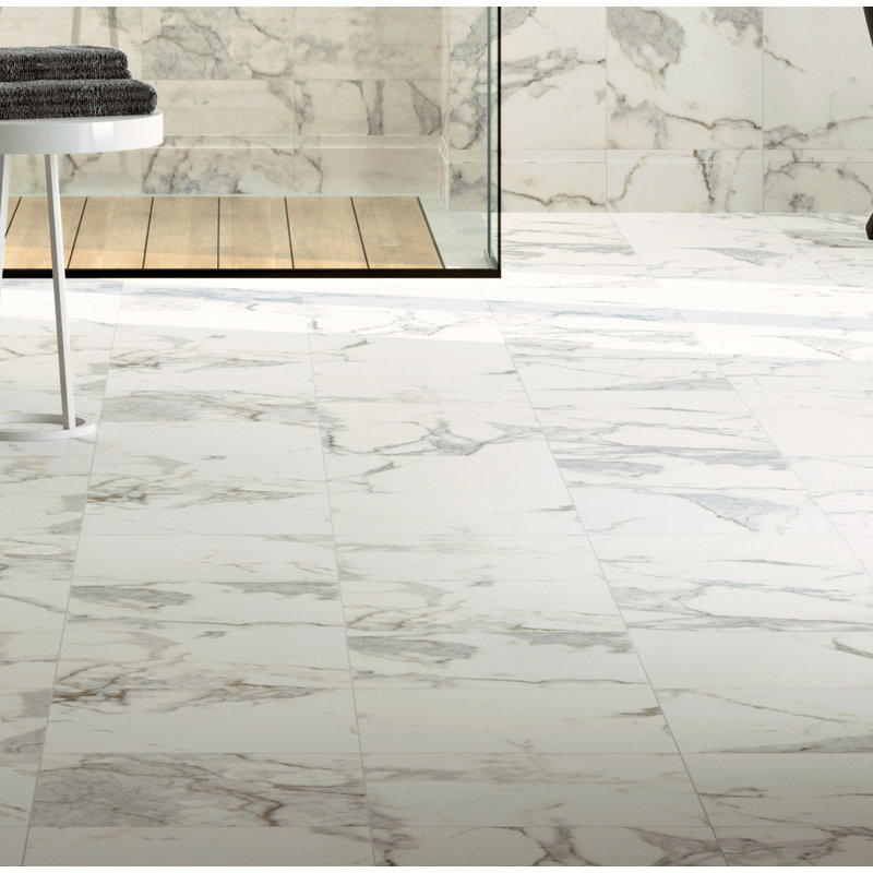 Carreau de porcelaine 12 po x 24 po Classic Moderne Calacatta