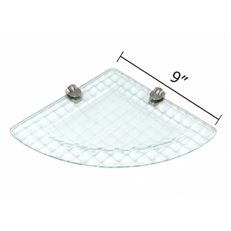 Corner Glass Corner Shelf with Adjustable Shelves, 9" W x 9" D