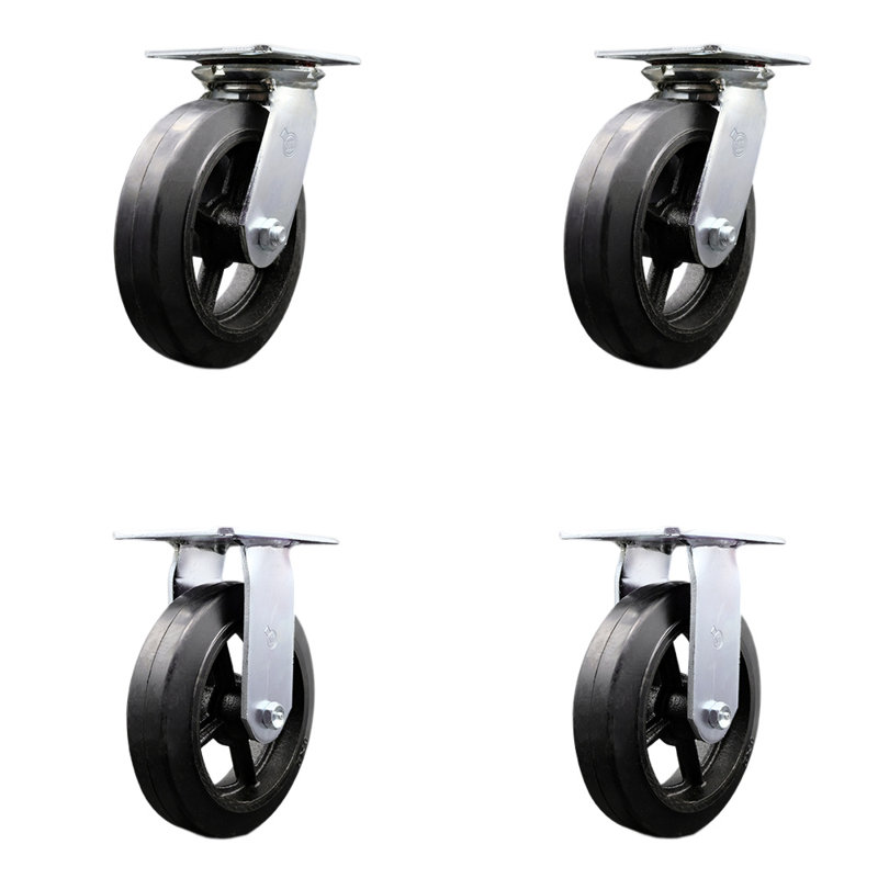 4-Piece Rubber and Steel Caster Set