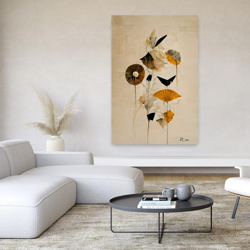 Art contemporain contemporain abstrait délicat fleur nature, H 60 po x l 40 po