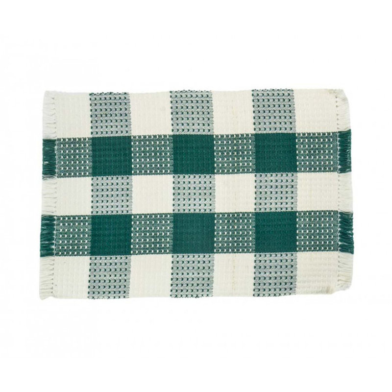 Laetann Checkered Rectangle Placemat, Green/White