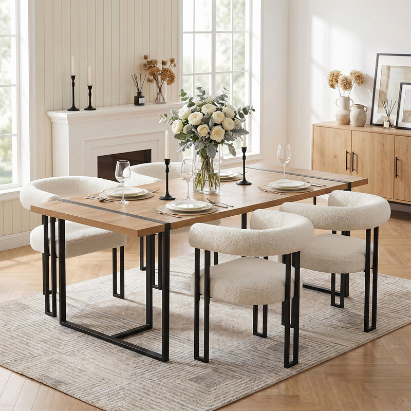Ensemble de table de salle à manger 5 pièces pour 4 personnes avec chaises rembourrées Boucle