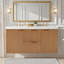 Meuble-lavabo double 47,24 pouces avec comptoir en bois massif, armoire en MDF, portes à fermeture en douceur, tiroirs divisés, meuble-lavabo mural moderne