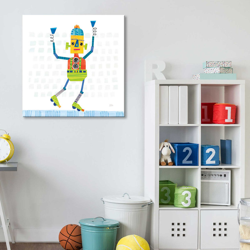 «Robot Party I on Squares», impression, H 36 po x l 36 po x P 1,5 po, Toile tendue