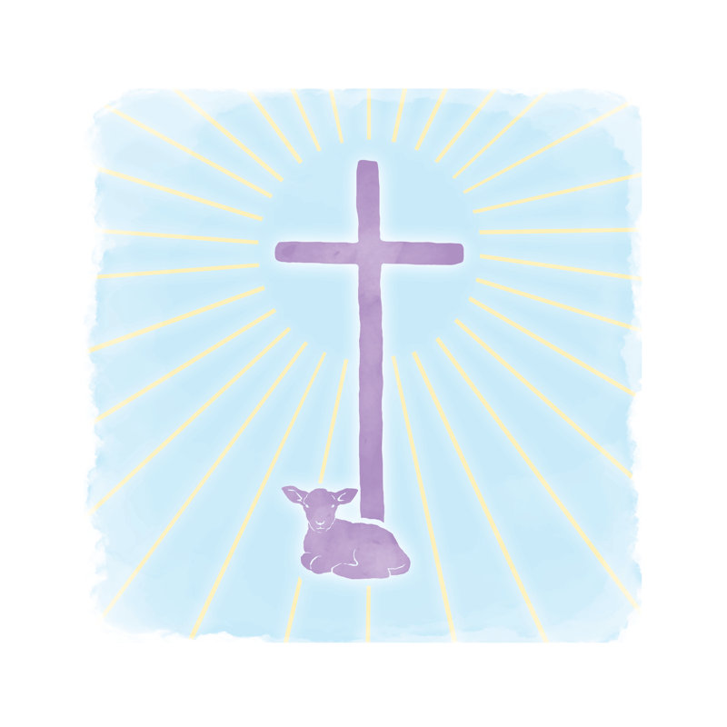 Lamb And Cross - Wrapped Canvas Print, 30cm H x 30cm W