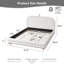 Structure de lit plateforme avec tête de lit courbée rembourrée Boucle, pieds en bois massif, lit blanc élégant au design arqué, capacité de 800 lb, aucun sommier requis, assemblage rapide-1268069375-1268069374