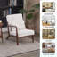 Ensemble de chaise d'appoint et de table basse de style Mid-Century moderne, chaise longue beige rétro avec table d'appoint de ton noyer (salon) ou chambre à coucher-742396489-742396495