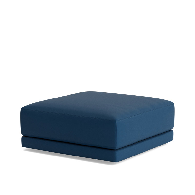 Eva Square Ottoman, Leather - Deep Blue