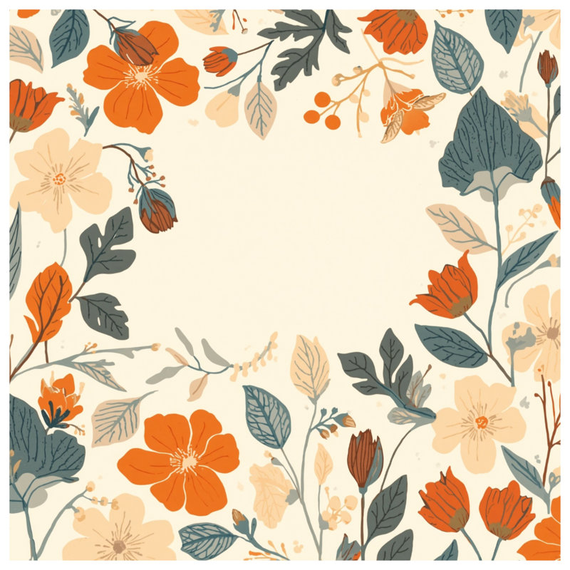Rideaux de douche orange et beige à bordure florale très longs, L 70 po x H 72 po