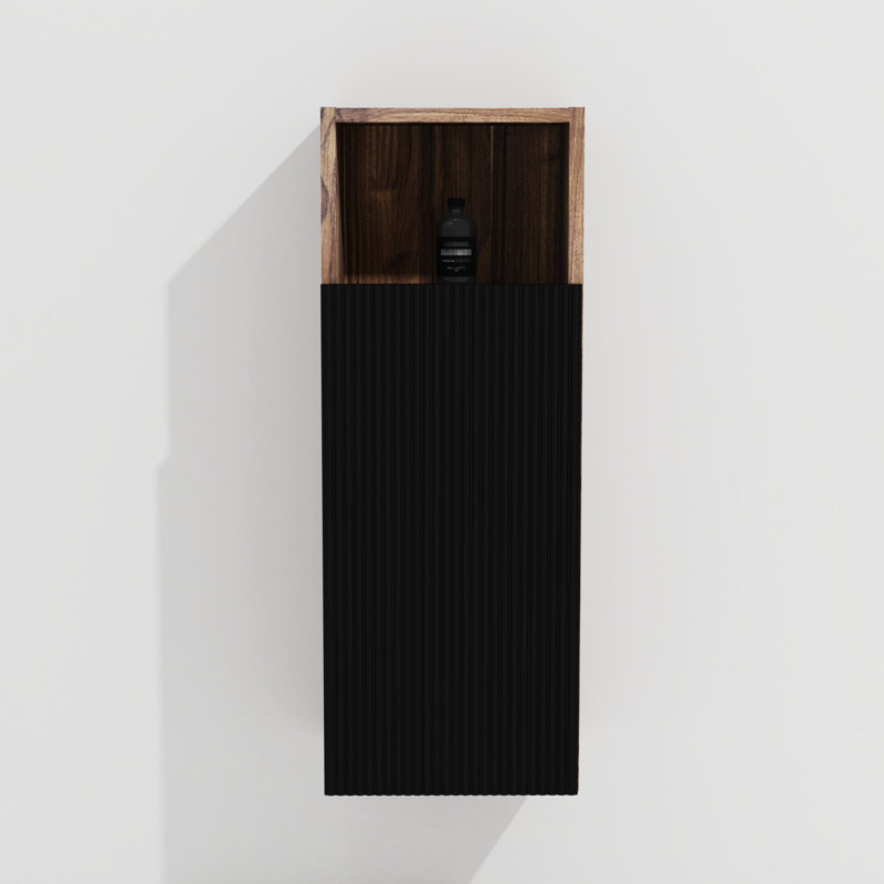 Étagère latérale de salle de bain - noir et noyer, armoire fonctionnelle en noyer facile à assembler
