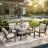 4-Piece Outdoor Conversation Set – Handwoven Wicker Back, Faux-Wood Tabletop, 6" Olefin Cushions, 3" Wide Arm