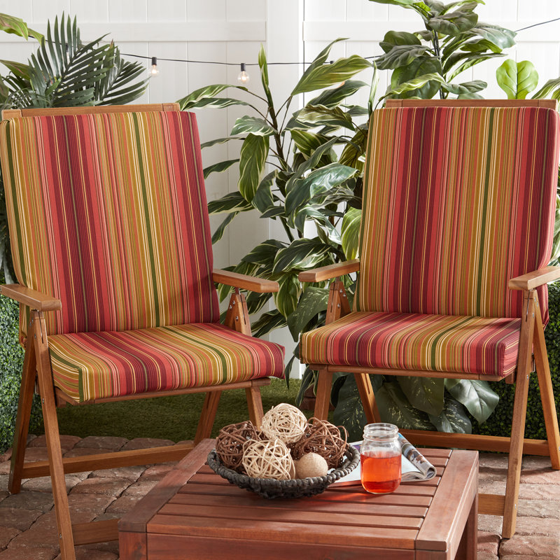 High Back Dining Chair Pad, Kinnabari Striped