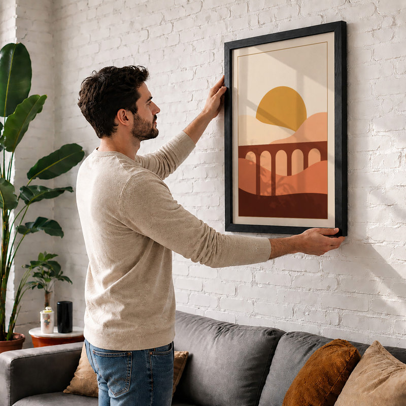 Viaduct at Dusk Mid-Century - Framed Print, A4 - 29.7 x 21.0 cm, White