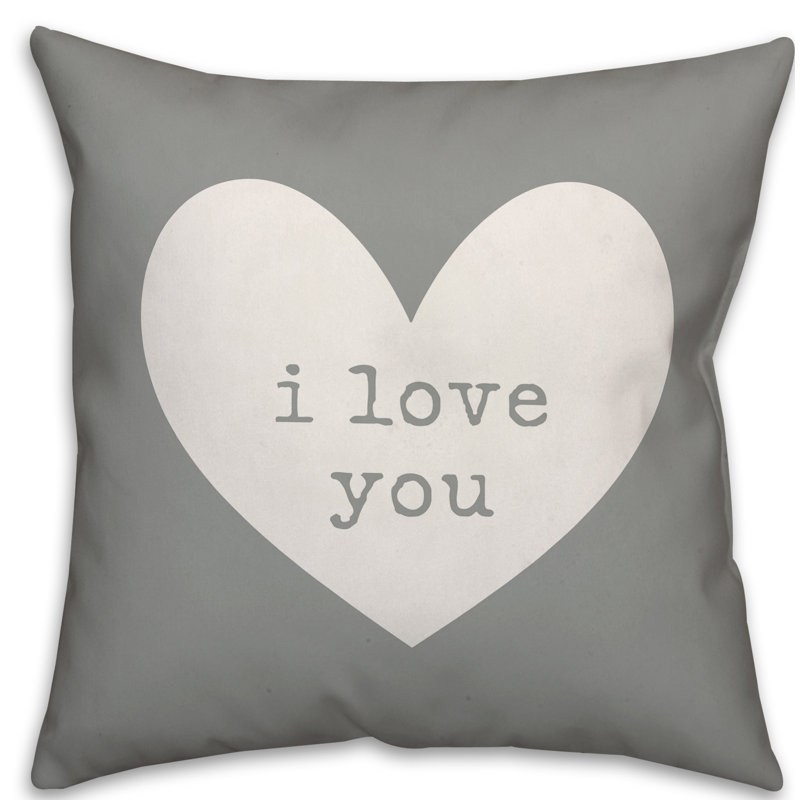 Coussin i love you, 20 po x 20 po, Pas de bourre