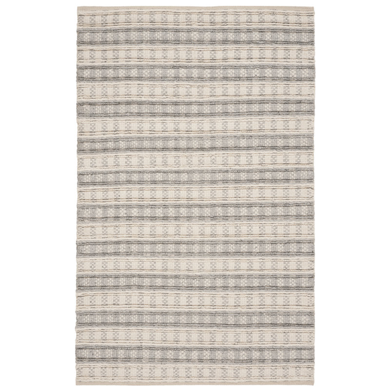 Russo Hand Woven Bamboo Silk Striped Rug, Rectangle 3' x 5'