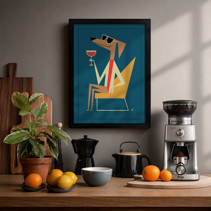 Cocktail Hour Mid-Century - Framed Print, A4 - 29.7 x 21.0 cm, Black