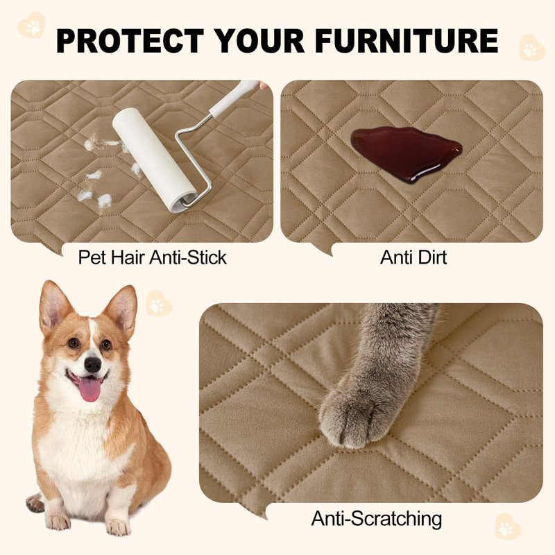 Medium-Sized Reversible Waterproof Dog Blanket - Camel/Beige - Stylish and Functional