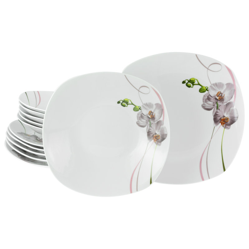 Square Piece Porcelain China Dinnerware Set - Service for 6