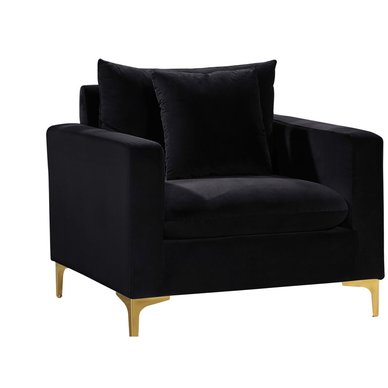 Naomi 36'' Wide Velvet Armchair, Black Velvet