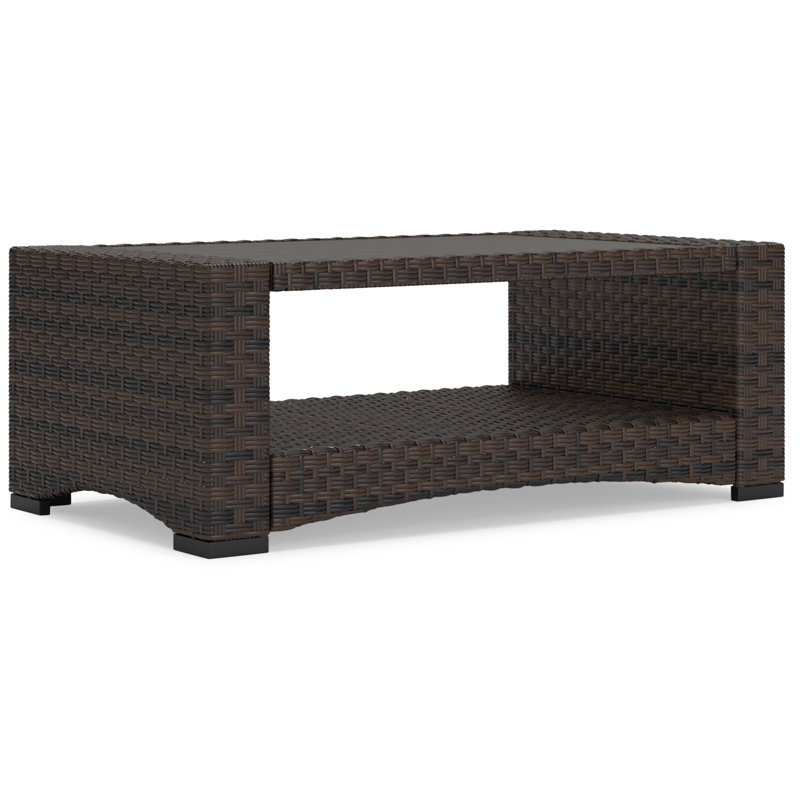 Windglow 44" Brown Pine Wood Rectangular Coffee Table