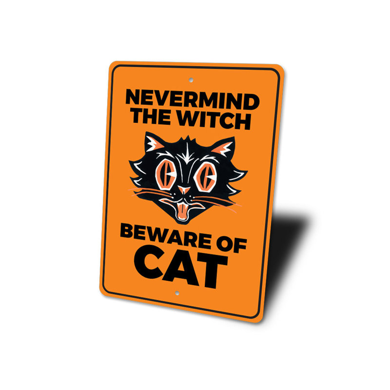 Beware Of Black Cat Sign, H 14 po x l 10 po x P 0,04 po