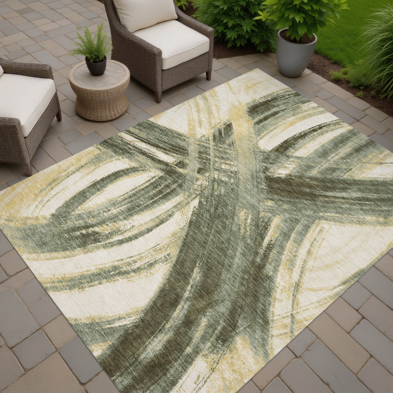Machine Washable Indoor/Outdoor Chantille ACN2421 Abstract Rug, Rectangle 10' x 14'
