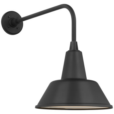 Thomas O'Brien, "Academy 20" Rex Barn Light in Matte Black with 12.5" Green Bowers Shade