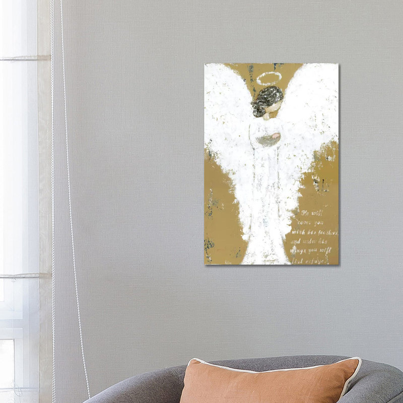 Ange tenant un enfant par Ashley Bradley - peinture sur toile tendue, H 26 po x l 18 po x 1,5 po
