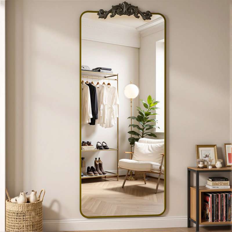 Miroir pleine longueur rétro gravé, Bronze, 64"×21"