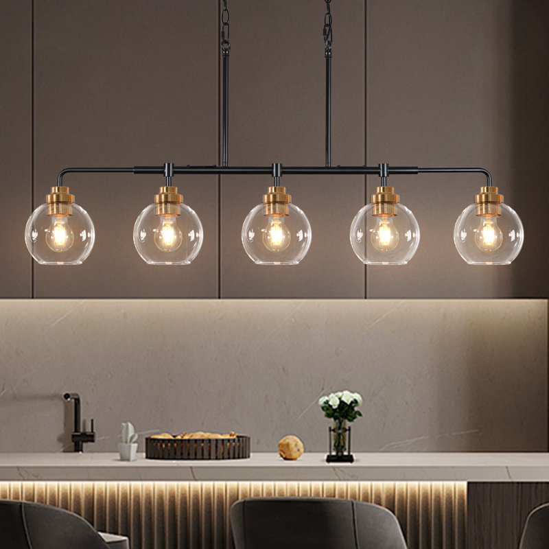Lustre linéaire sphérique moderne à 5 lumières à intensité variable Spoutnik