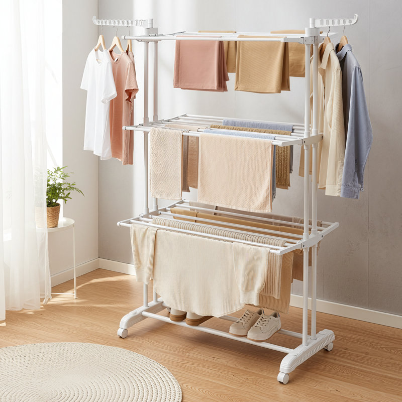 Séchoir à linge, séchoir à linge pliable de 68,1 pouces de hauteur, acier inoxydable, séchoir à linge, utilisation intérieure / extérieure