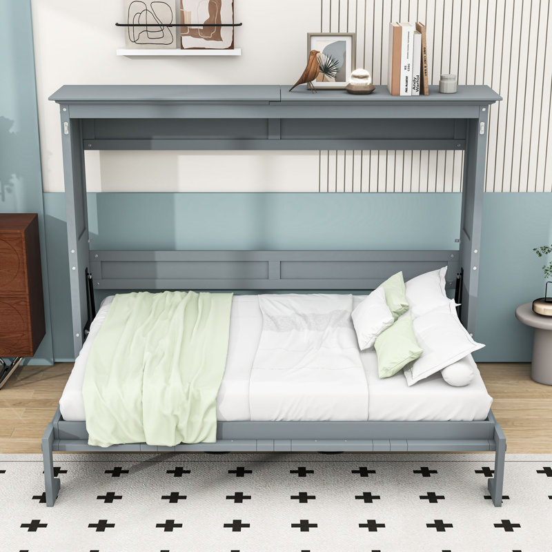 Wood Murphy Bed with Slat, Grey
