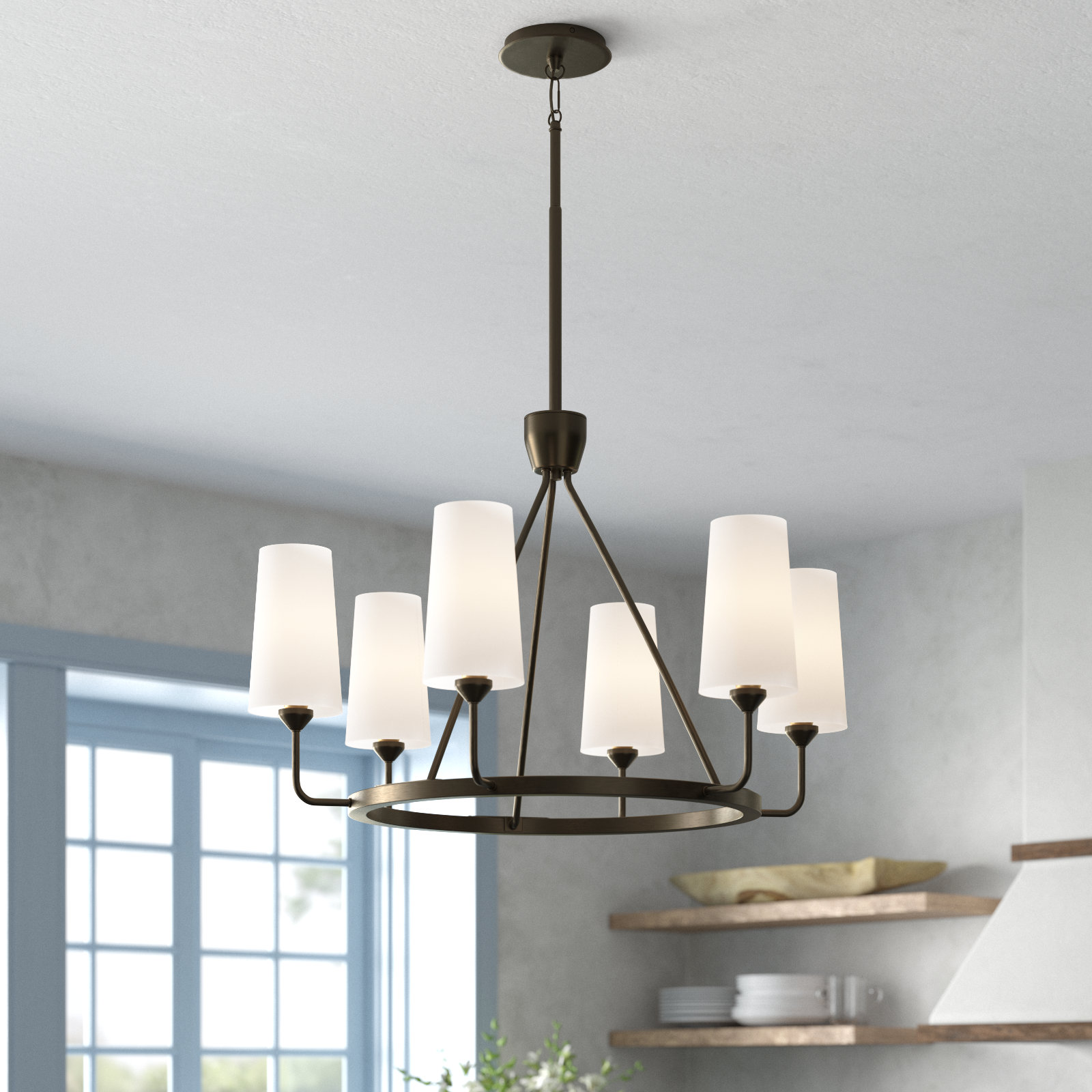Ardea 6 - Light Metal Dimmable Chandelier, Black Oxide