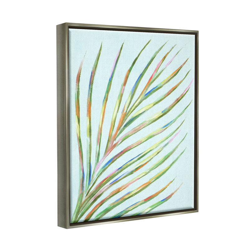 «Vivid Palm Leaf Botanical», encadrée par Floater, H 21 po x l 17 po x P 1,7 po, Cadre flottant gris lustré