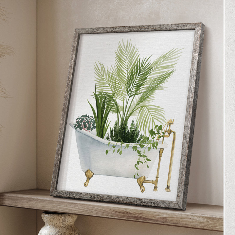 «Plant Bath I», reproduction encadrée - bois massif, H 30 po x l 24 po