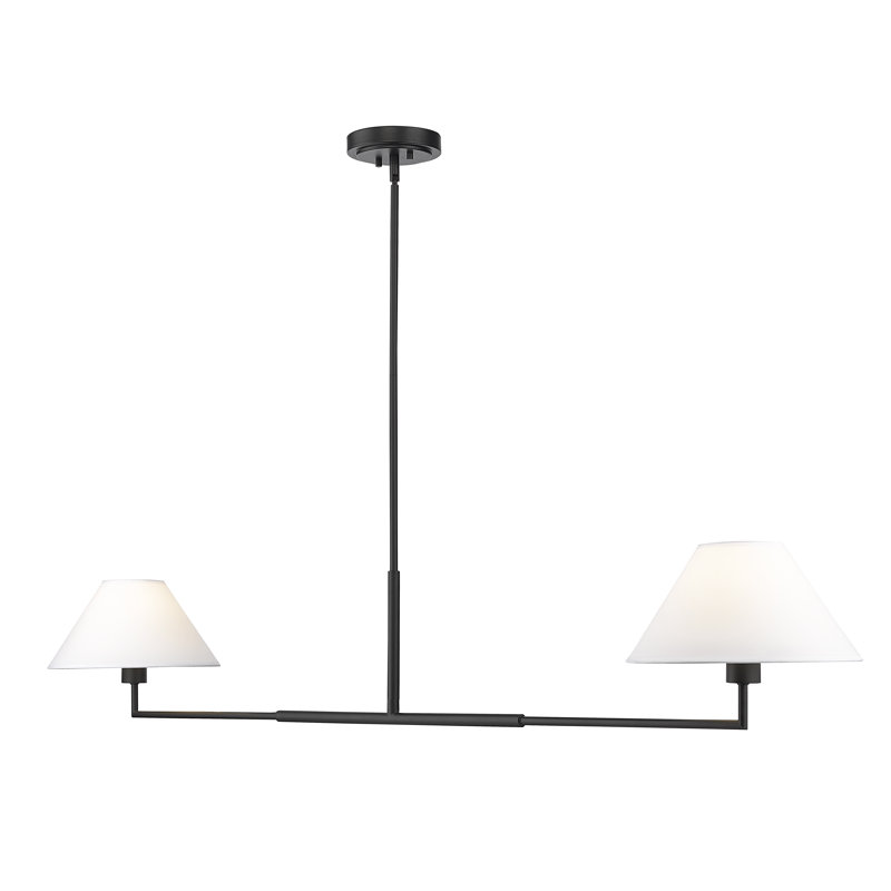 Lustre à 2 lumières avec abat-jour Ryckman, Nickel brossé