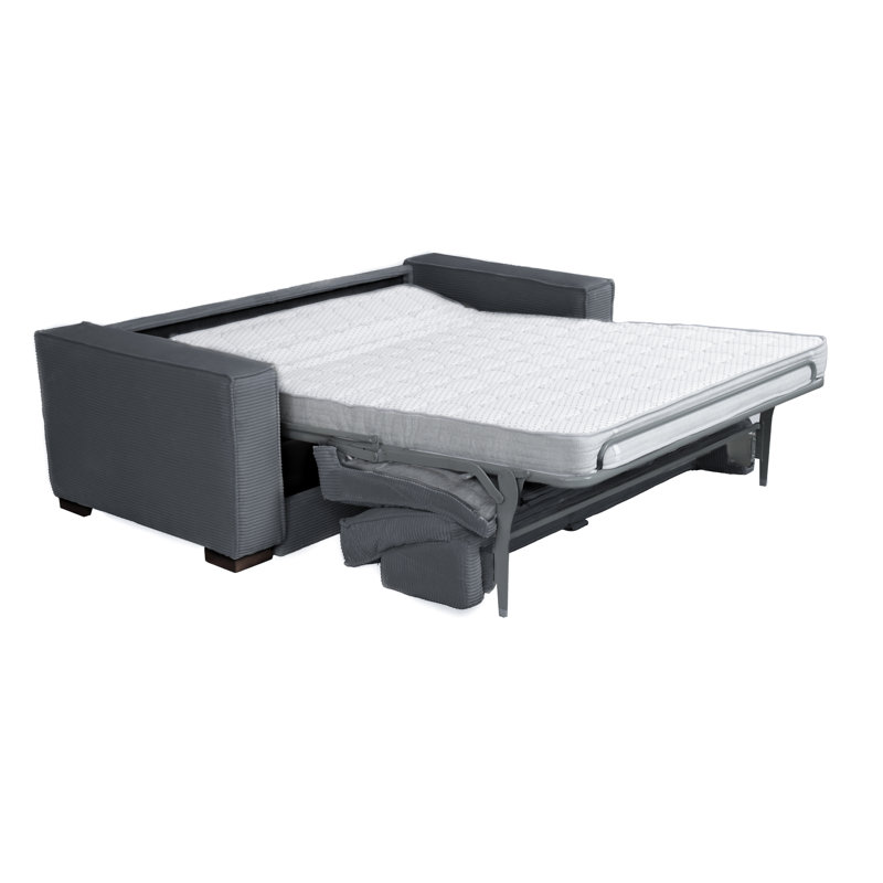 Maximina Sofa Bed with Mattress in Cord Fabric, Dark Grey