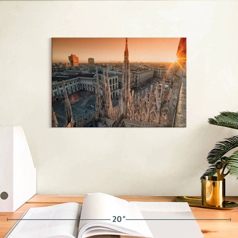 Milan Square Sunset, 8" H x 12" W