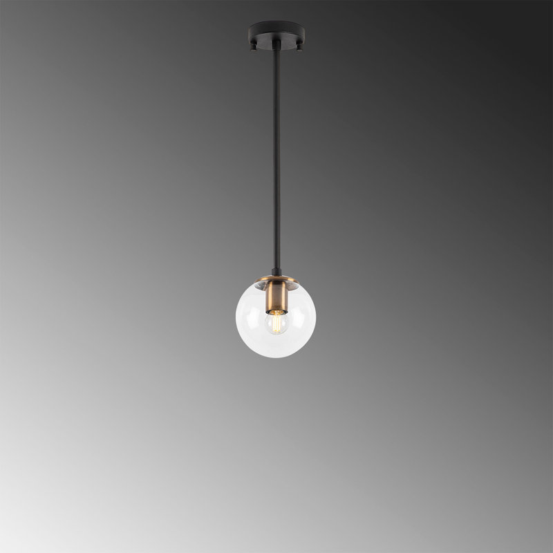 Luminaire suspendu sphère 1 lumière Madiun, Noir