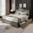 Bed Frame With Tufted Wingback Headboard, Platform Corduroy Upholstered Bed Frame With 4 Storage Drawers And Wooden Slats Support-1052538707-1052538705